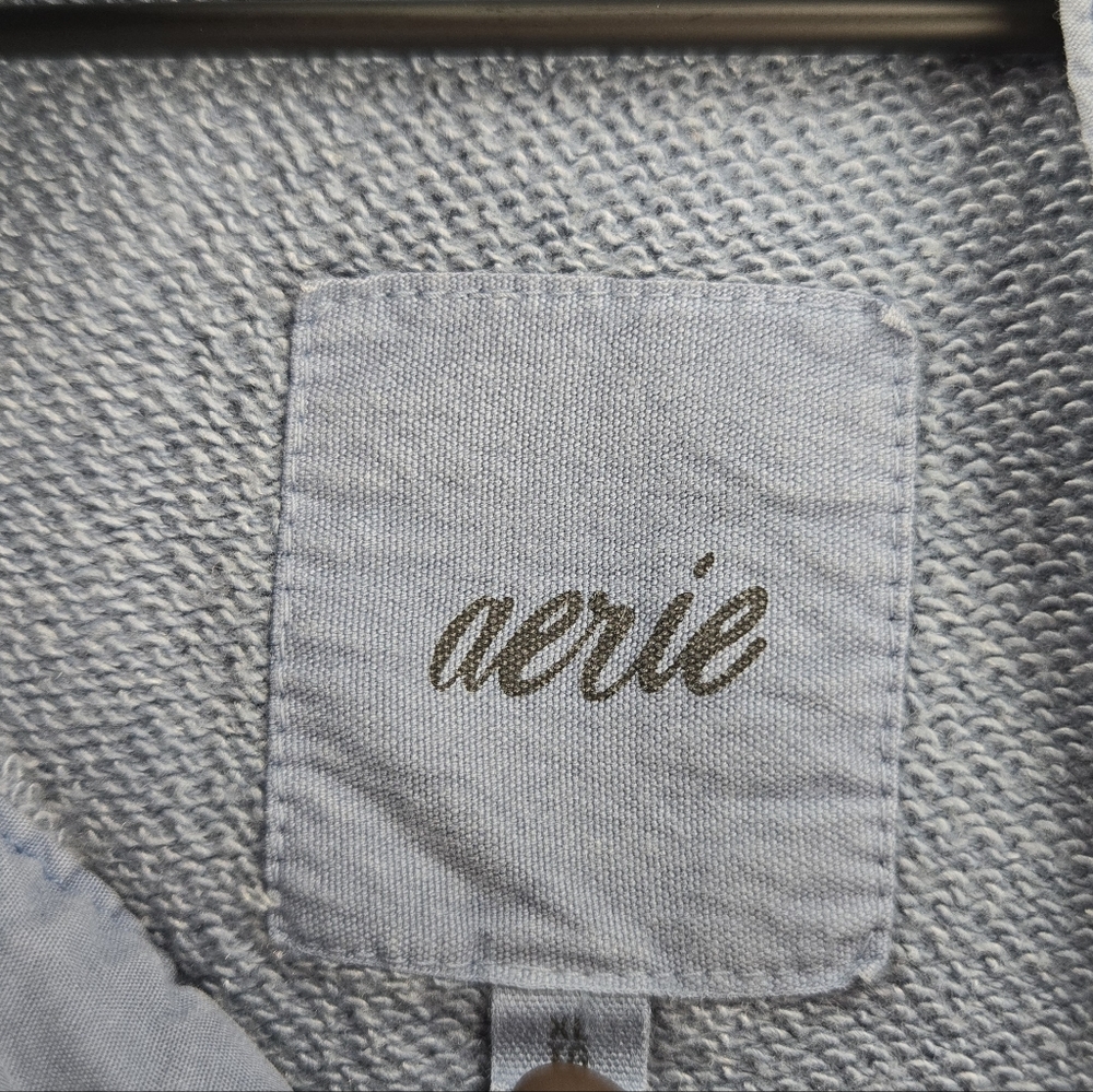 Aerie Blue Button Pullover Sweatshirt Women XL - Picture 4 of 8